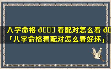 八字命格 🐅 看配对怎么看 🌹 「八字命格看配对怎么看好坏」